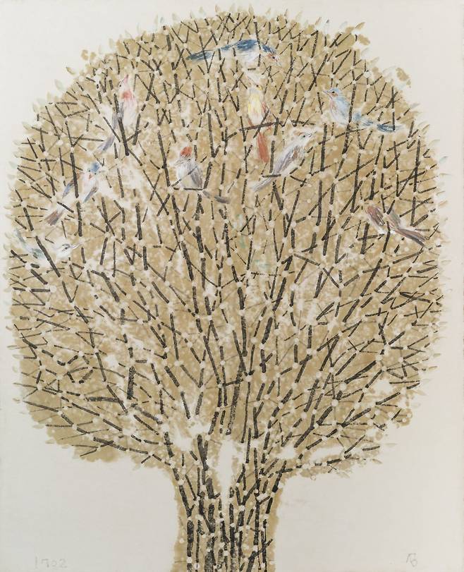 작품 ‘별 난 이야기1702’. 한지에 먹과 채색. 170.2X138. 2017년.