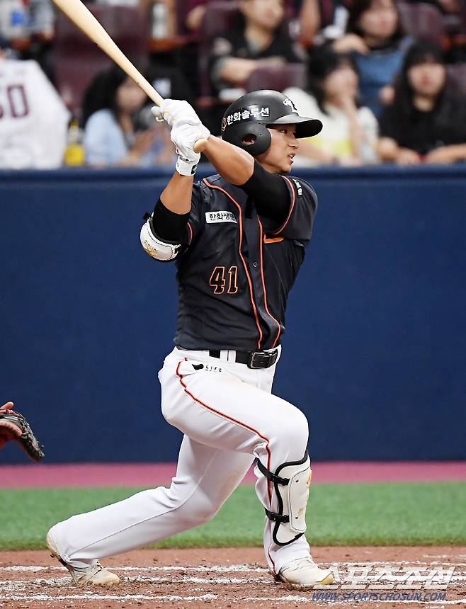 한화 외야수 최인호. 홈런을 포함해 3안타를 때렸다. 정재근 기자 cjg@sportschosun.com
