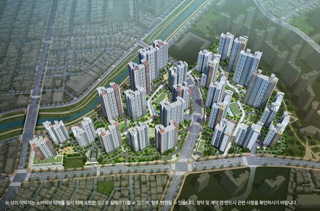 대우건설 컨소시엄은 이달 경기 광명시에 '트리우스 광명'을 공급한다. 사진은 해당 단지 투시도. /대우건설