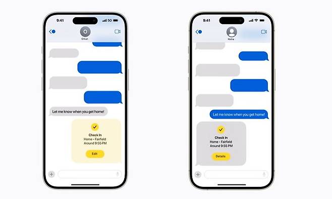 '체크인' 기능 사용 화면. [애플 제공]