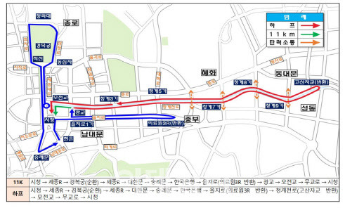 2023 서울 달리기 교통통제 구간.(자료=서울경찰청)