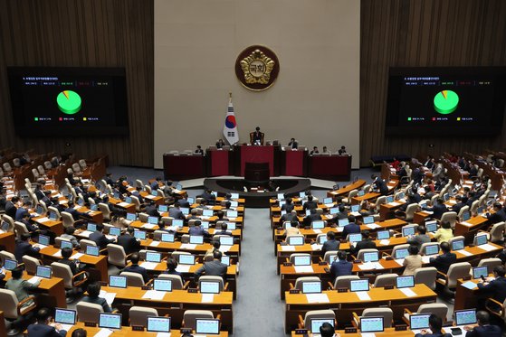 6일 국회 본회의에서 보험업법 일부개정법률안이 통과되고 있다. 연합뉴스