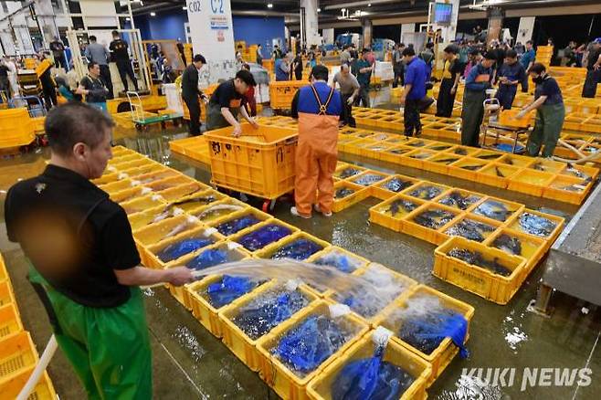 중도매인은 고급어류, 대중성(大衆性)어류, 패류, 냉동어류별로 각자 주로 취급하는 부문이 있으며 취급부류별 및 어종별로 특화되어 있다.