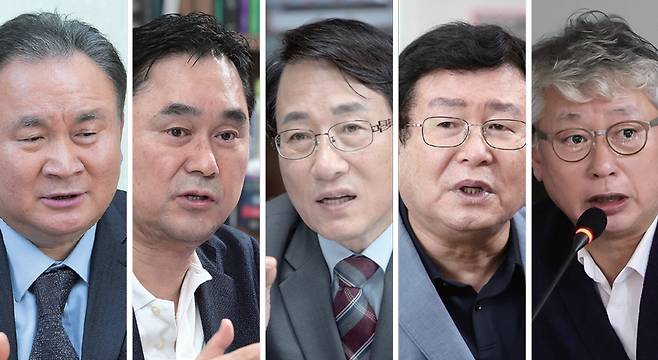 공개적으로 체포동의안 가결을 표명한 이상민·김종민·이원욱·설훈·조응천 의원(왼쪽부터) ⓒ시사저널 이종현, 임준선, 박은숙