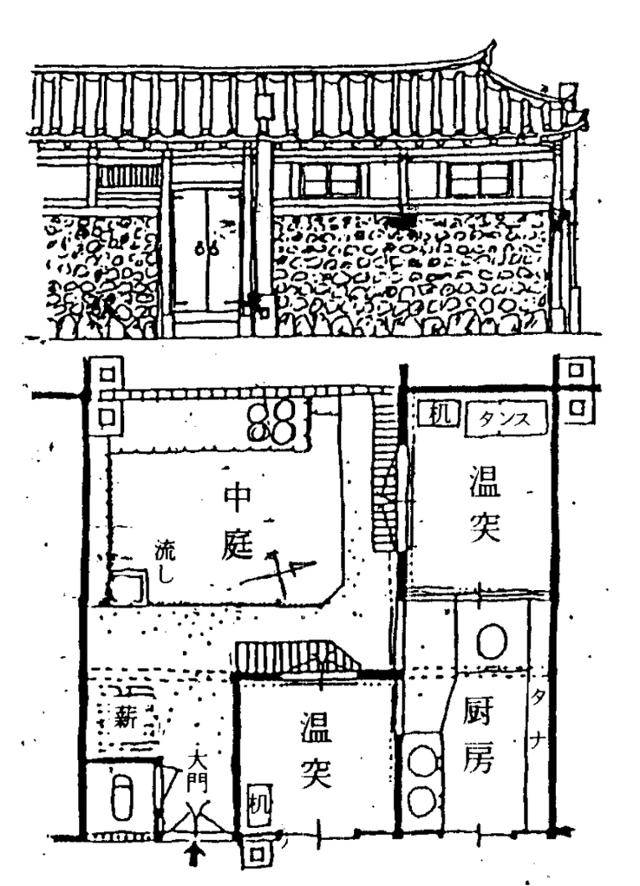 곤 와지로의 스케치에 영단주택 1호의 원형 모습이 기록돼 있다. 대문 옆에 변소가 있고, 변소 반대편에 문간방, 문간방 옆에 부엌, 부엌 안쪽으로 안방이 있고 나머지 공간은 마당으로 쓰였다. 옆 집과는 안방이 벽을 맞대고 붙어 있어 두 호가 모여 남쪽으로 열린 'ㄷ'자 모양을 만들었다. 가택종합연구재단 자료