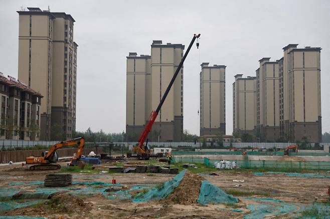 지난 8월 18일 중국 부동산 개발업체 컨트리가든이 텐진에 짓고 있는 주택 건설 현장 /로이터=뉴스1