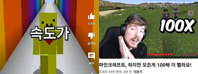[서울=뉴시스]지난달 28일 유튜버 B는 게임 유튜브 채널 A가 '미스터비스트(MrBeast)'의 콘텐츠를 표절했다는 의혹을 제기했다. (사진=유튜브 캡처) 2023.10.10 photo@newsis.com *재판매 및 DB 금지