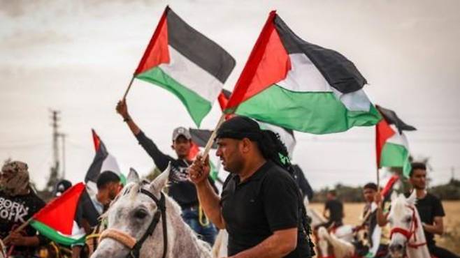 팔레스타인 나크바의 날 행사 모습. 연합뉴스