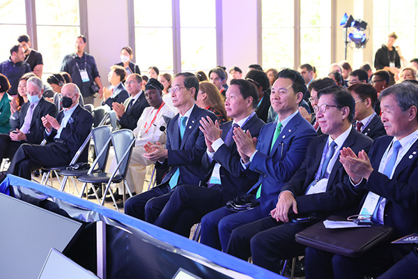 A promotional event at the Pavillon Gabriel in Paris on Monday to promote Busan as the host city for the 2030 World Expo. [Courtesy of Prime Minister’s Office]