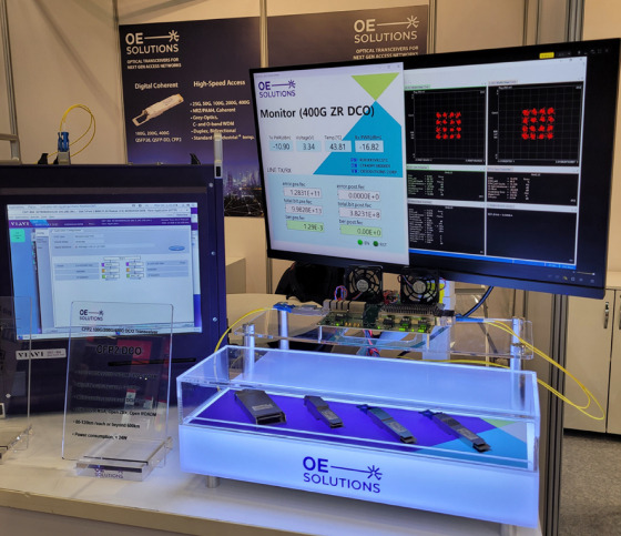2023 유럽광통신컨퍼런스(ECOC) 400G 코히어런트 광트랜시버 전시/사진제공=오이솔루션