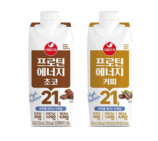 서울우유의 단백질음료 ‘프로틴에너지 2종’ [서울우유 제공]