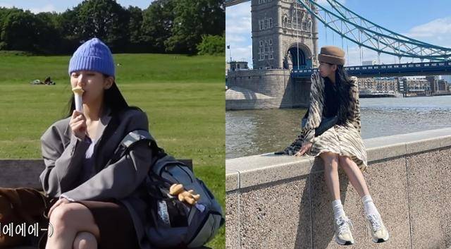 가수 겸 배우 수지가 선보인 영국 런던 스타일링. 수지 SNS, 유튜브 캡처