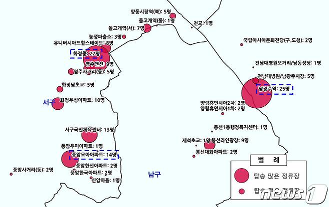 광주시가 저상버스 도입을 위해 빅데이터로 분석한 이용 현황 이미지.(광주시 제공)2023.10.23/뉴스1