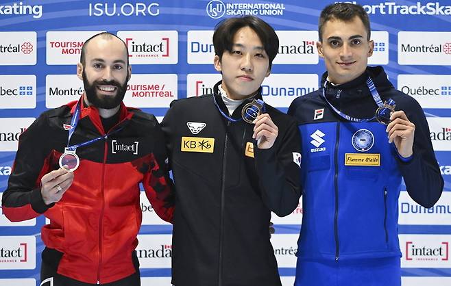 전날 남자 1000m 1차 레이스에서 금메달을 획득했던 박지원. 몬트리올|AP 연합뉴스