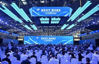 Photo shows the scene of the 2023 World IoT Exposition opening  in Wuxi, east China's Jiangsu, Oct. 21, 2023. (PRNewsfoto/Xinhua Silk Road)