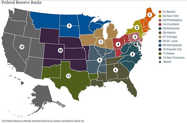 미국의 12개 '연방준비구'