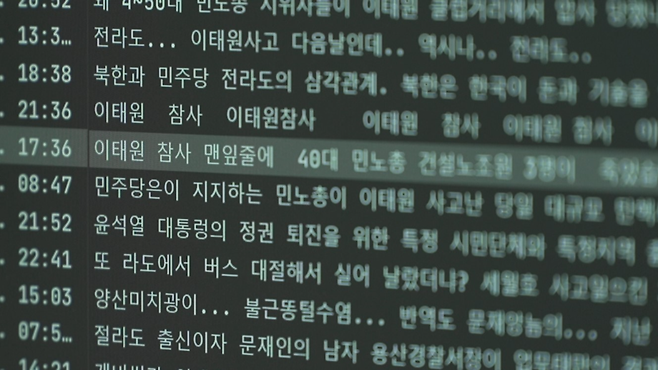 ▲뉴스타파가 수집한 ‘이태원 참사’ 언급 기사에 달린 댓글 목록