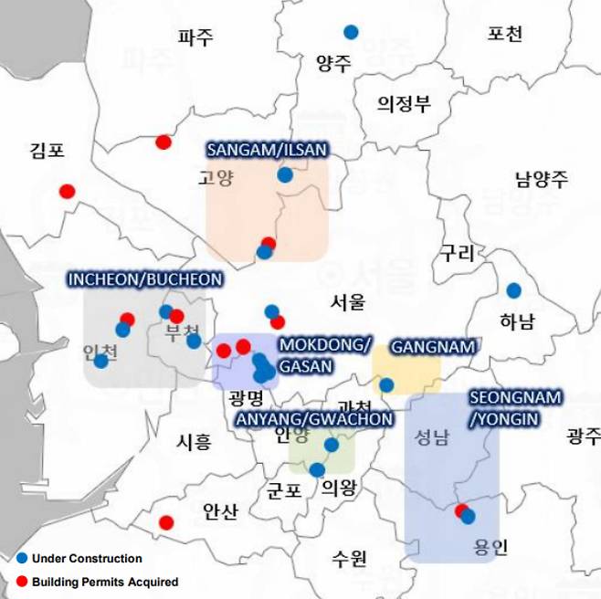 2023년 1분기까지 국토교통부에 인허가 혹은 착공 신고를 완료한 데이터센터 시설. 쿠시먼앤드웨이크필드 제공