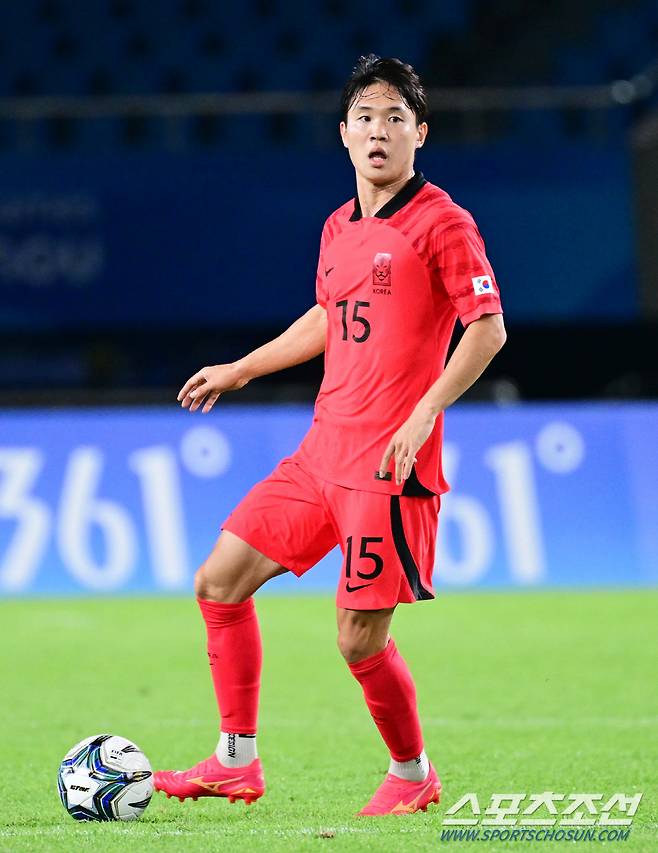 21일 오후 중국 진화스타디움에서 열린 항저우아시아게임 남자축구 예선 2차전 대한민국과 태국의 경기. 대표팀 정호연. 진화(중국)=송정헌 기자songs@sportschosun.com/2023.09.21/