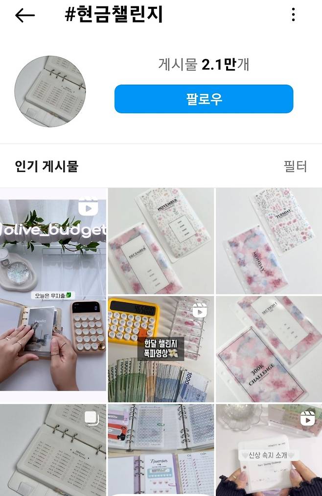 인스타그램에 현금챌린지와 관련해 2만개가 넘는 게시물이 올려져 있다. [인스타그램 갈무리]