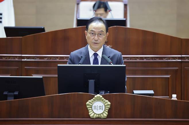 지난 27일 시정 연설하는 박상돈 시장 [천안시 제공. 재판매 및 DB 금지]