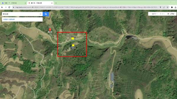 답사단은 GPS로 정확한 위치를 확인했다. 위의 노란 점은 야전병원터, 아래 노란 점은 제사를 지낸 곳이다. / 신춘호 영상아카이브 연구중심 제공