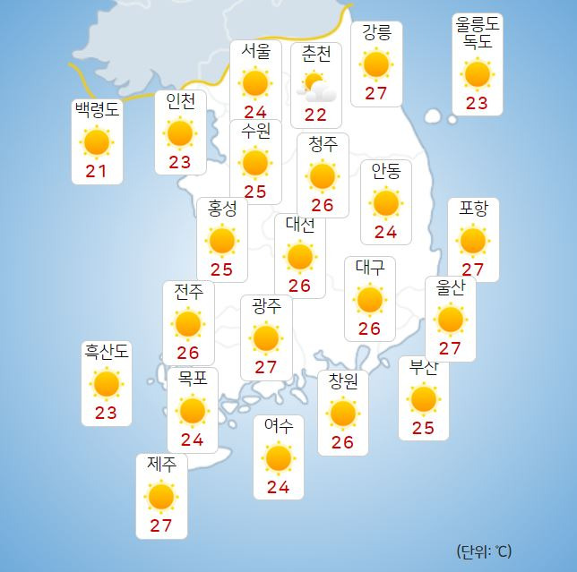 ⓒ기상청: 오늘(2일) 전국날씨