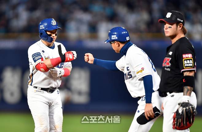 NC 손아섭이 3일 창원NC파크에서 열린 2023 KBO 플레이오프 4차전 KT와 경기 6회말 2사에서 쿠에바스의 노히트를 깨는 안타를 때렸다. 2023.11.03. 창원 | 강영조기자 kanjo@sportsseoul.com