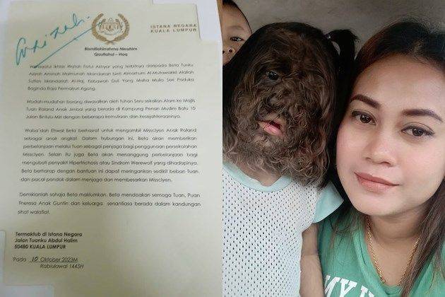 미스클리엔의 부모가 공개한 말레이시아 왕비의 편지 [이미지출처=페이스북]