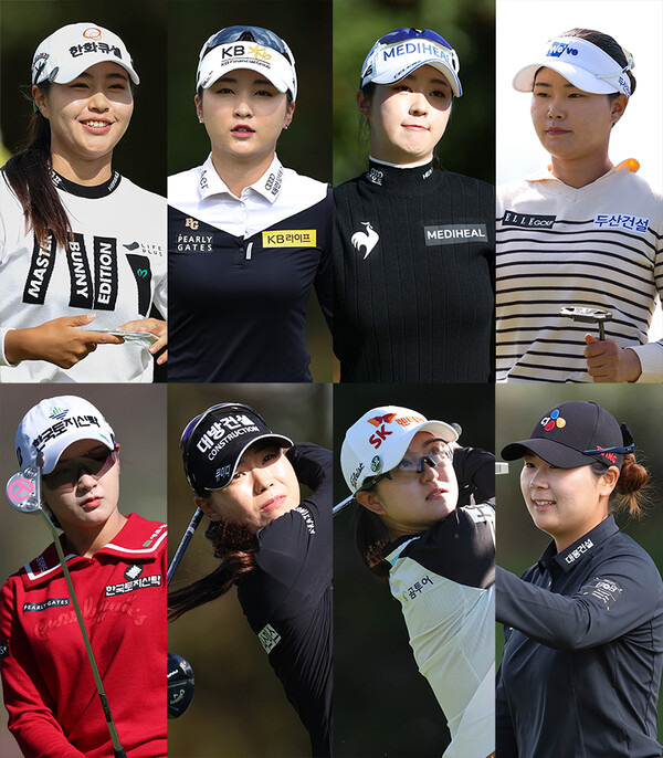 2023년 한국여자프로골프(KLPGA) 투어 에쓰오일(S-OIL) 챔피언십 우승에 도전하는 성유진, 이예원, 김재희, 임희정, 홍정민, 이승연, 이소미, 박현경 프로. 사진제공=KLPGA