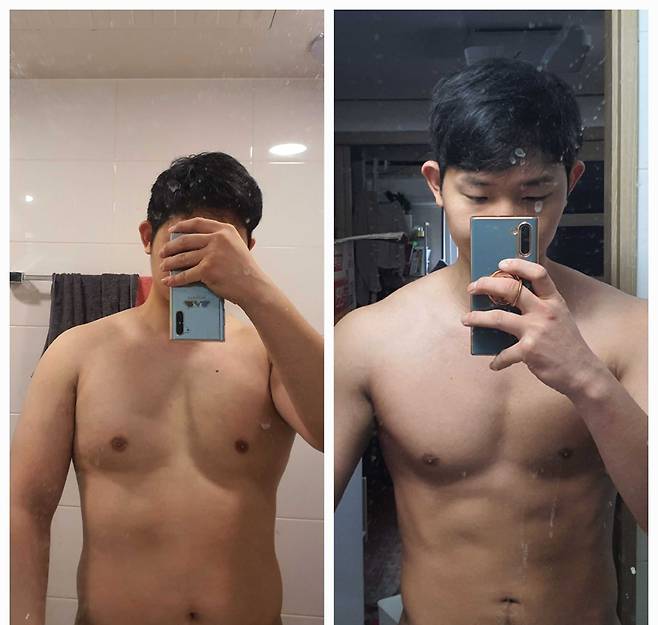 혈당 스파이크 관리와 운동을 병행하면서 전후를 비교한 양혁용 대표의 비포어&애프터. /랜식