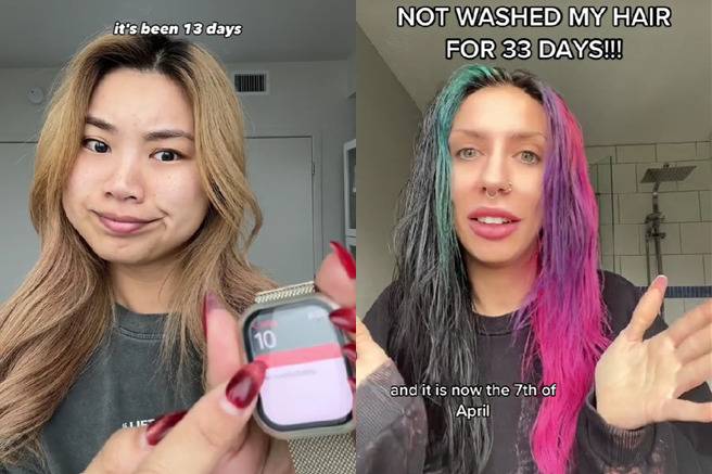 최근 동영상 플랫폼 틱톡에 '헤어 트레이닝(hair training)'이라는 헤어 관리 방법을 공유하는 영상이 눈에 띈다. 머리카락을 트레이닝, 즉 훈련시킨다는 것인데 머리 감는 주기를 점차 늘려 최대 30일 동안 머리를 감지 않는 방법이다. [사진=틱톡 갈무리]