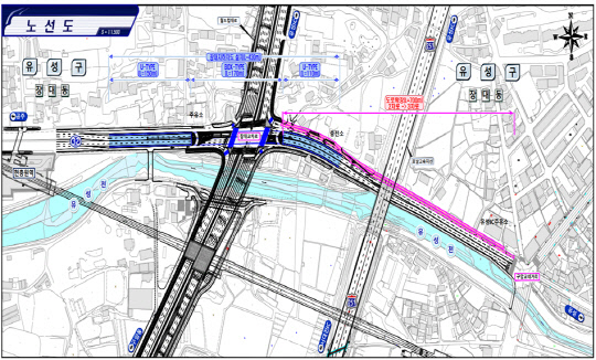 장대교차로 입체화 추진 설계도. 사진=대전시 제공