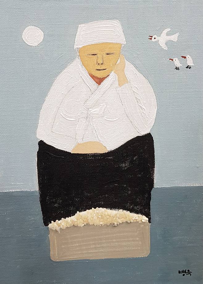 이병욱 박사의 <사랑하는 할머니 고맙습니다> 33.3X24.5cm Acrylic on canvas 2019