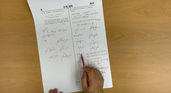 한 강사의 2024학년도 수능 수학 22번 문제 풀이 과정. [유튜브 캡처]