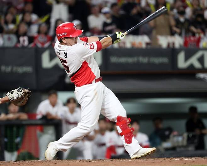 (광주=연합뉴스) 올 시즌 타격에 눈뜬 이우성, 1루 전환을 시도한다