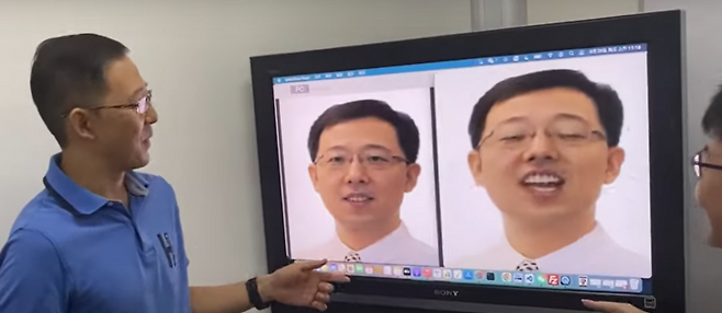 화면 왼쪽이 사진. 이 사진에 음성을 넣어주면, 오른쪽 영상처럼 음성을 말하는 3D 영상이 만들어진다. <사진=난양공대 유튜브 캡처>