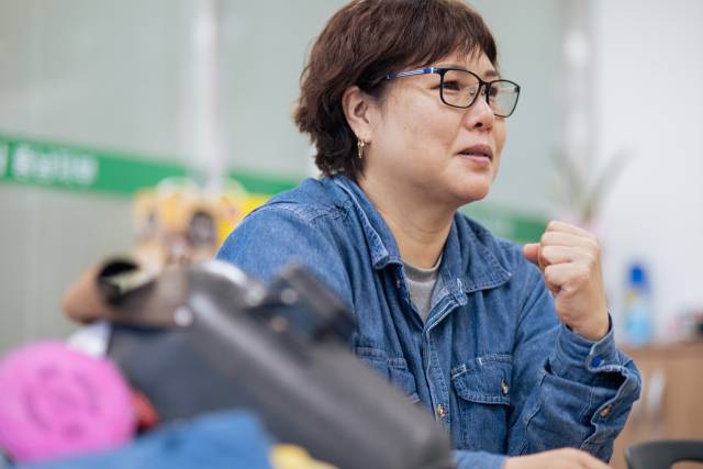 ▲<프레시안>은 지난 7일 충남 서산의 플랜트건설기능학교를 찾아 12년째 용접사로 일하는 50살 김신혜 씨를 만났다. ⓒ황지현