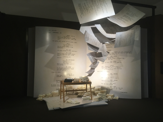 A display of printouts from actual screenplays is on display at the ″Celebrating Every Story″ exhibition at the Dongdaemun Design Plaza in Dongdaemun District, central Seoul, on Nov. 17, a day before the official opening of the exhibition. [LIM JEONG-WON]