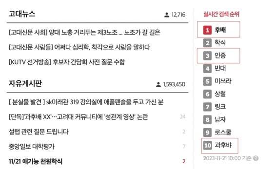 20일 고려대학교 재학생을 대상으로 운영중인 커뮤니티 고파스에 성관계 영상이 올라와 논란이 됐다. 사진 고파스 캡처