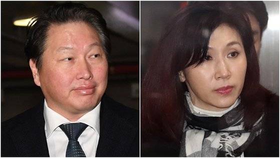 최태원(왼쪽) SK그룹 회장과 이혼소송 중인 노소영 아트센터 나비 관장. 연합뉴스
