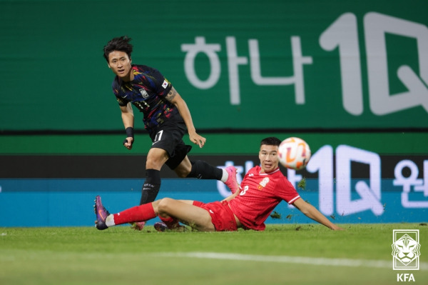 대한민국 올림픽 축구대표팀 공격수 정상빈. 사진=대한축구협회