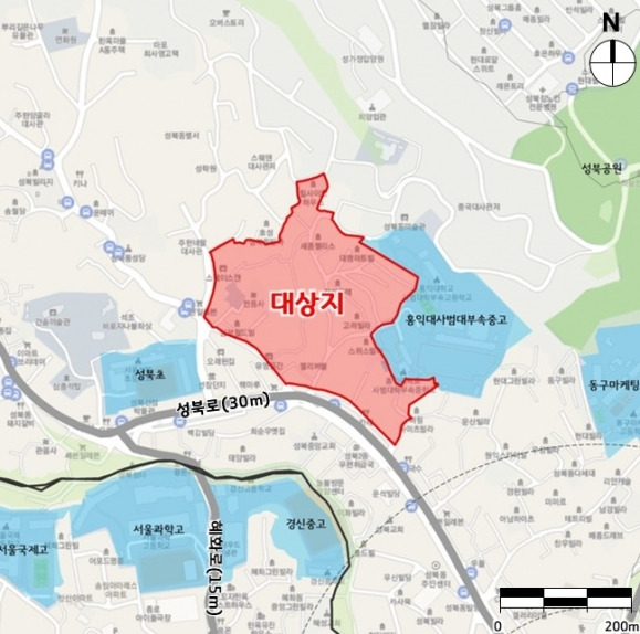 서울시 신속통합기획 사업에 선정된 서울 성북구 성북동 3-38번지 지역 서울시 제공