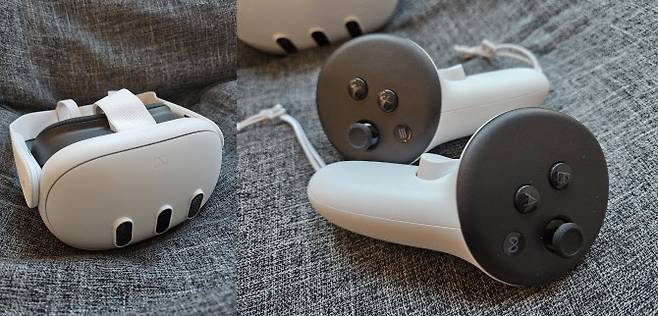 ‘퀘스트3’ 본체와 컨트롤러. (사진=김정유 기자)