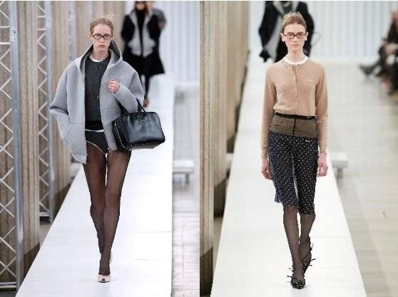 대부분의 착장에 빈티지 뿔테 안경을 매치한 미우미우 2023 FW 컬렉션. 사진 미우미우