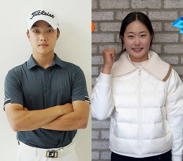골프 선수 송민혁, 오수민. 사진제공=프레인글로벌 스포티즌