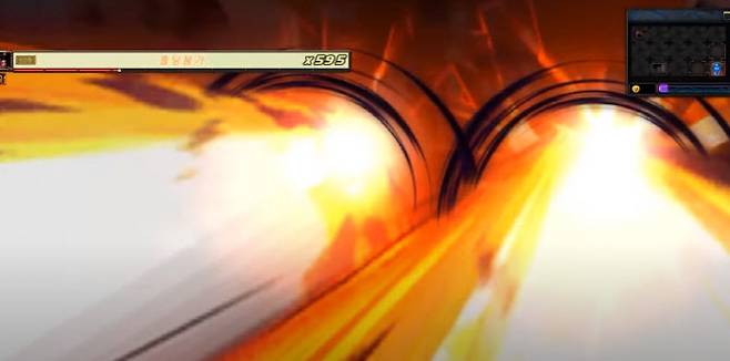 던전앤파이터 속 문제가 된 장면. 왼쪽 섬광에서 손가락으로 보이는 그림자가 있다는 의심을 받고 있다. (사진= 온라인 커뮤니티 갈무리)