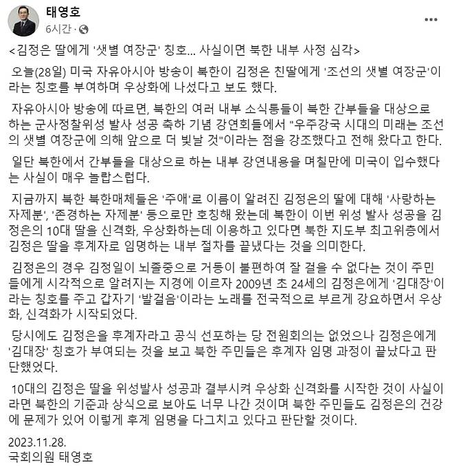 사진=태영호 국민의힘 의원 페이스북 갈무리