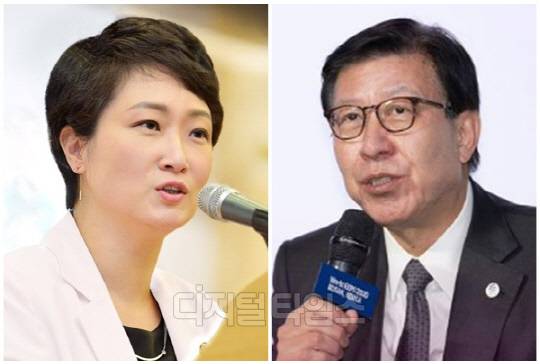 이언주(왼쪽) 전 국회의원과 박형준 부산시장. <디지털타임스 DB>