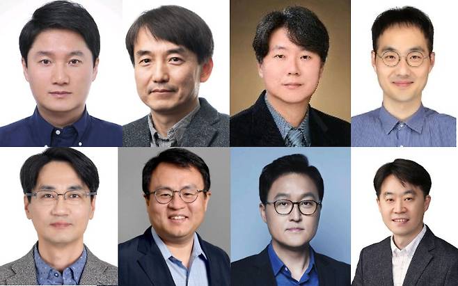 삼성전자 손태용(윗줄 왼쪽부터 시계방향으로) 부사장, 김성은 부사장, 임성택 부사장, 강동구 부사장, 김일룡 부사장, 이주형 부사장, 양병덕 부사장, 현상진 부사장. [삼성전자 제공]